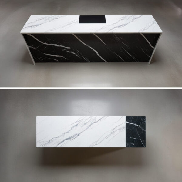 Emperador Dark Marble Reception Desk - Image 2