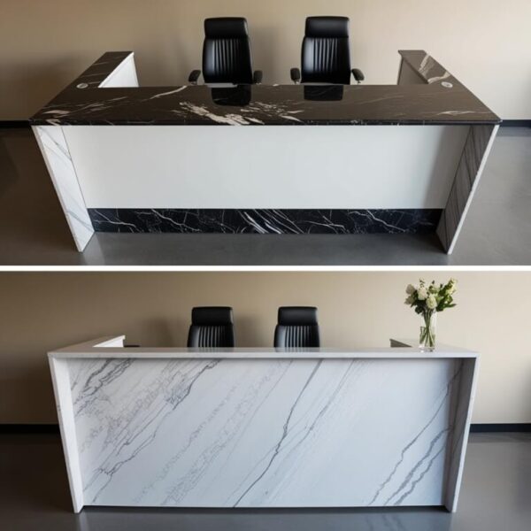 Emperador Dark Marble Reception Desk - Image 3