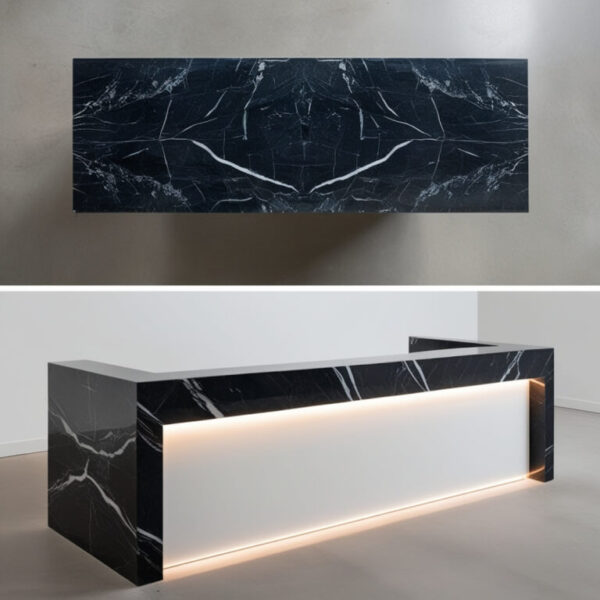 Emperador Dark Marble Reception Desk - Image 4