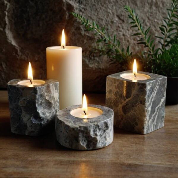 Fossil Stone Candle Holders - Image 2