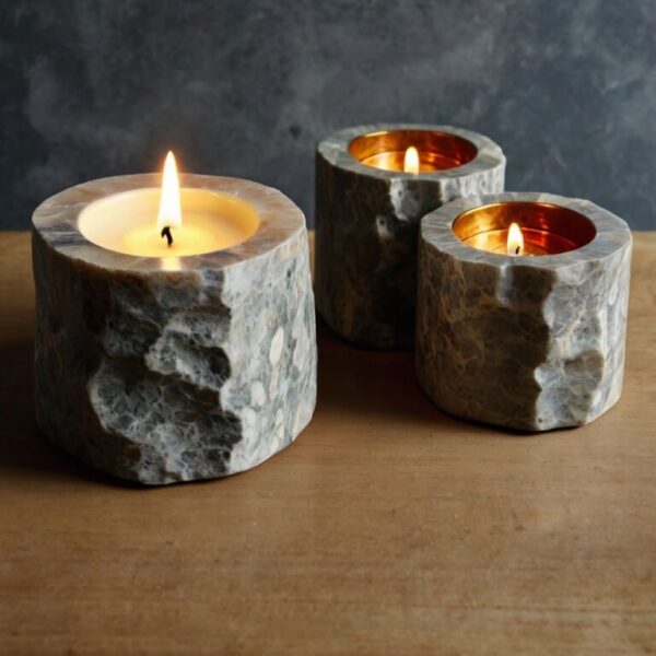 Fossil Stone Candle Holders - Image 3