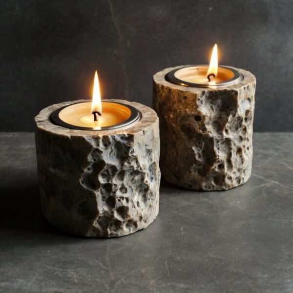 Fossil Stone Candle Holders - Image 4