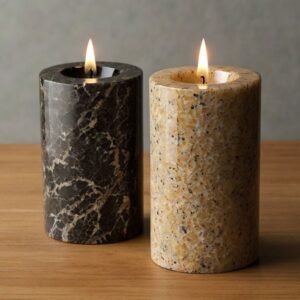 Giallo Ornamental Granite Candle Holders