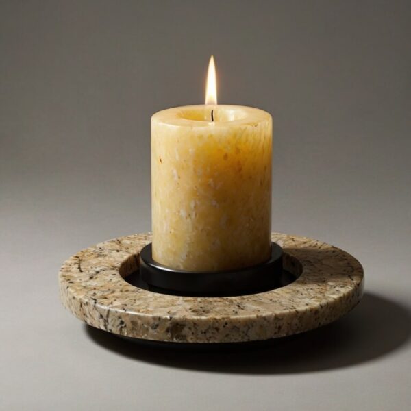 Giallo Ornamental Granite Candle Holders - Image 4