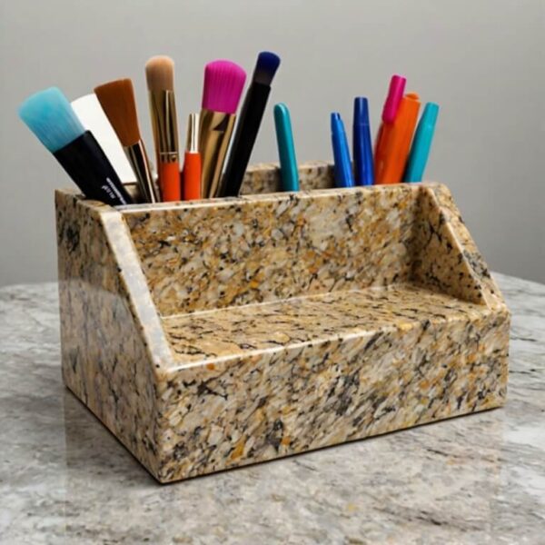 Giallo Ornamental Granite Desk Organizer - Image 2