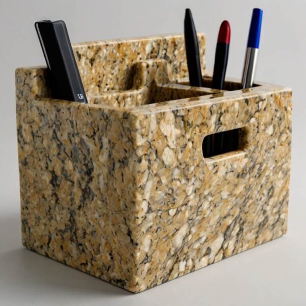 Giallo Ornamental Granite Desk Organizer - Image 4