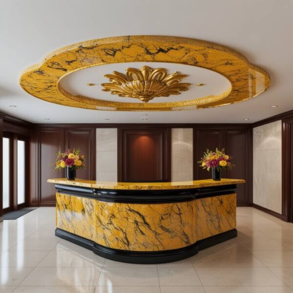 Giallo Ornamental Granite Reception Desk - Image 3