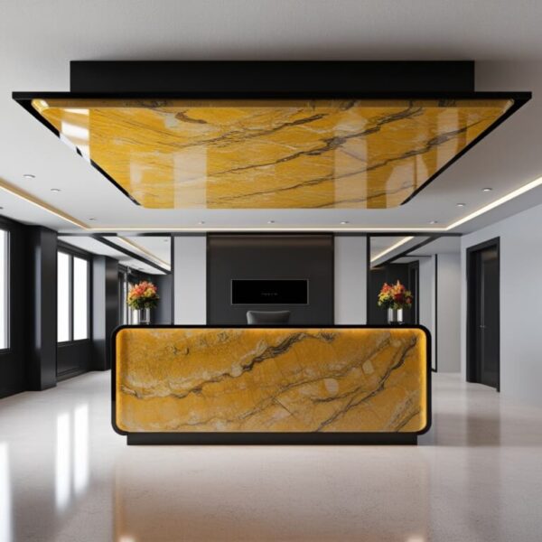 Giallo Ornamental Granite Reception Desk - Image 4