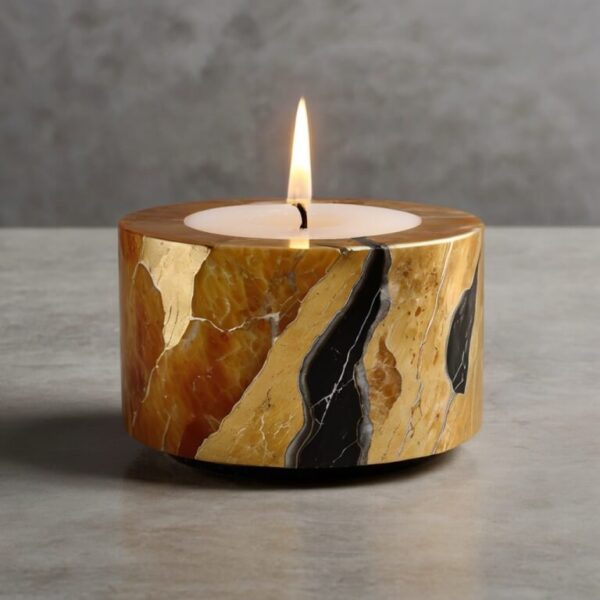 Gold Onyx Candle Holders - Image 2