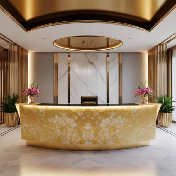 Gold Onyx Reception Desk