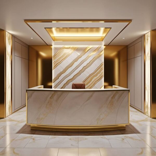 Gold Onyx Reception Desk - Image 3