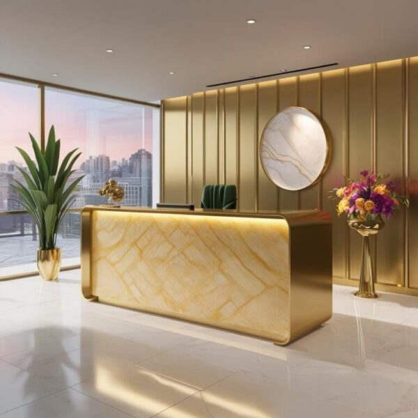 Gold Onyx Reception Desk - Image 4