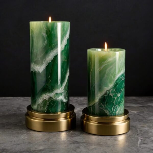 Green Onyx Candle Holders - Image 3