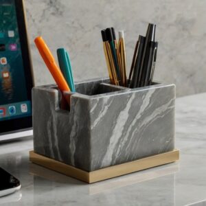 Grey Macaubas Quartzite Desk Organizer