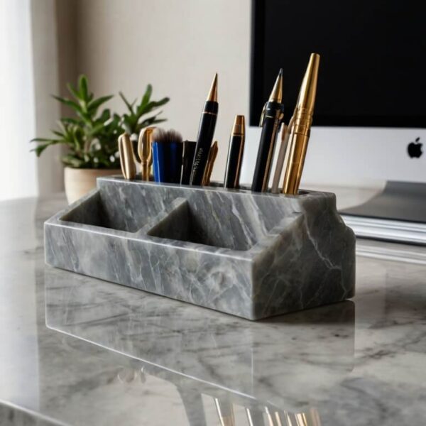 Grey Macaubas Quartzite Desk Organizer - Image 2