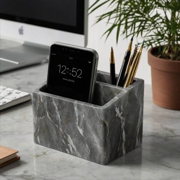 Grey Macaubas Quartzite Desk Organizer - Image 3