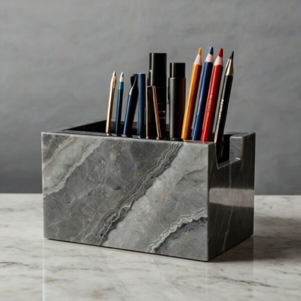 Grey Macaubas Quartzite Desk Organizer - Image 4