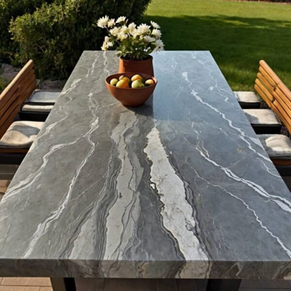 Grey Macaubas Quartzite Outdoor Table - Image 3