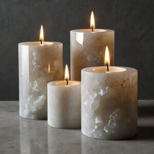 Hanstone White Quartz Candle Holders