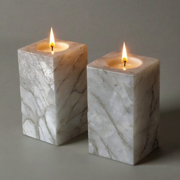 Hanstone White Quartz Candle Holders - Image 2