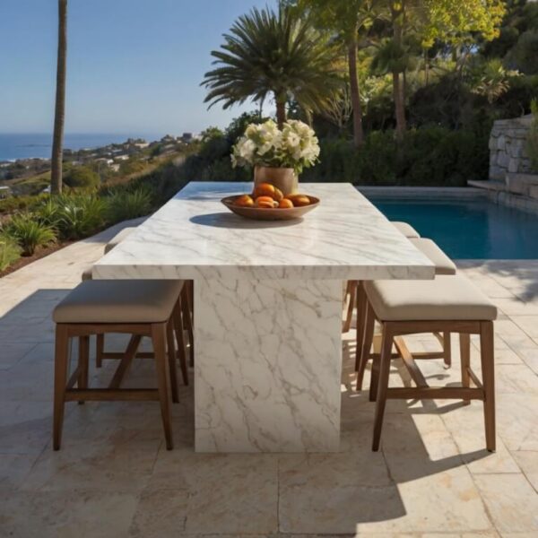 Hanstone White Quartz Outdoor Table