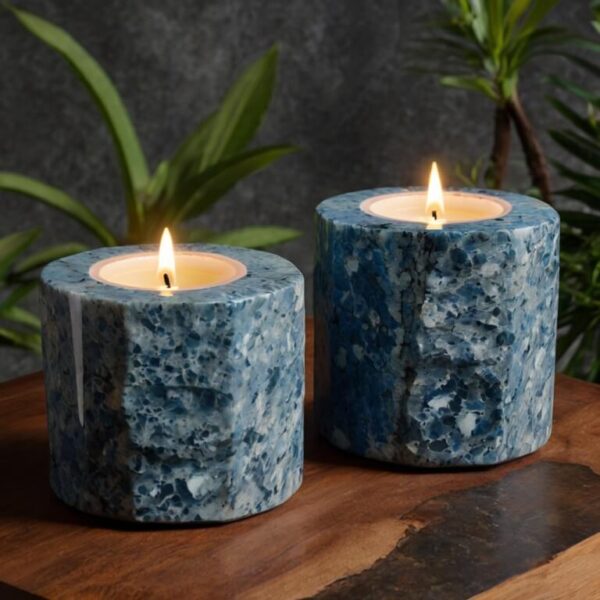 Himalayan Blue Granite Candle Holders - Image 3