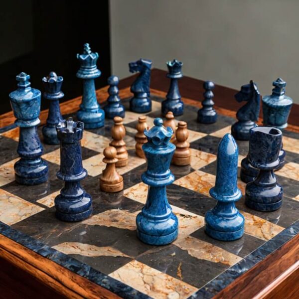 Himalayan Blue Granite Chess Set