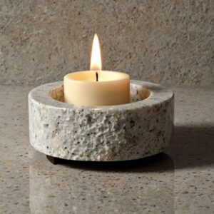 Kashmir White Granite Candle Holders