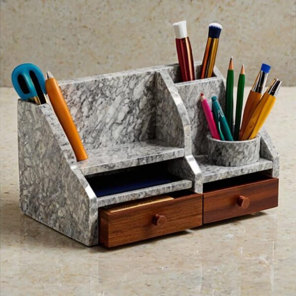 Kashmir White Granite Desk Organizer - Image 4