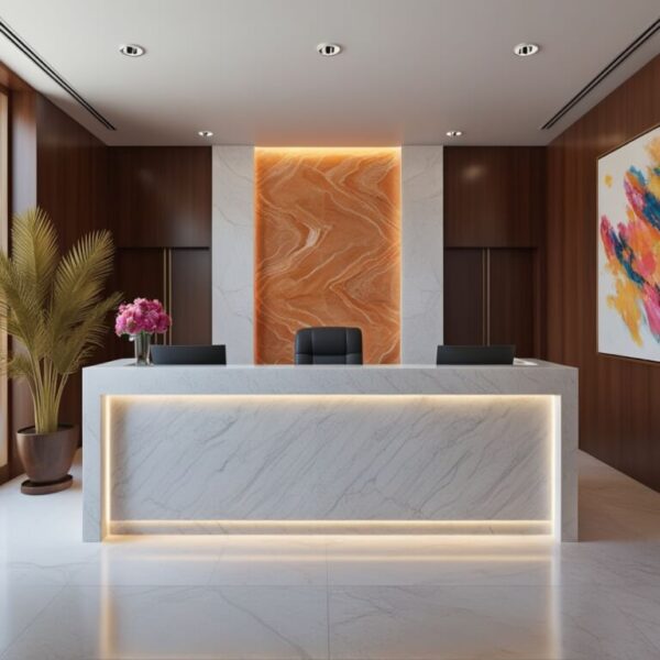 Kashmir White Granite Reception Desk - Image 2