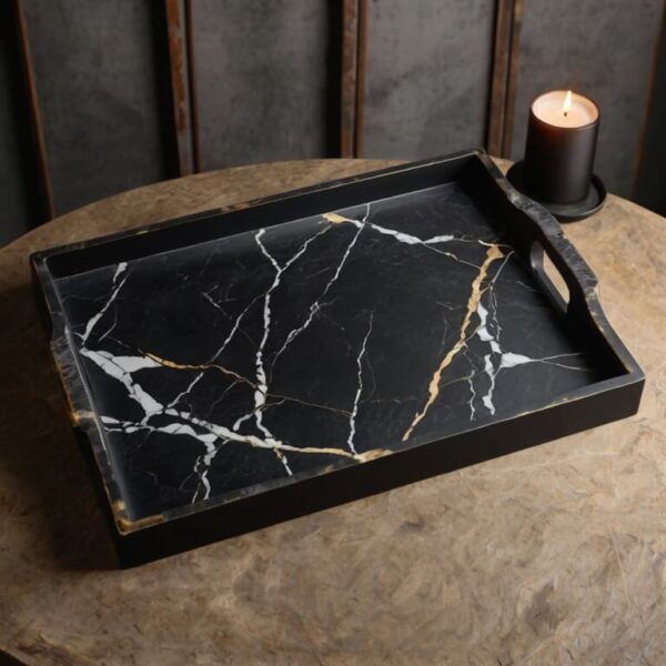 Large Black Decorative Tray - Image 3