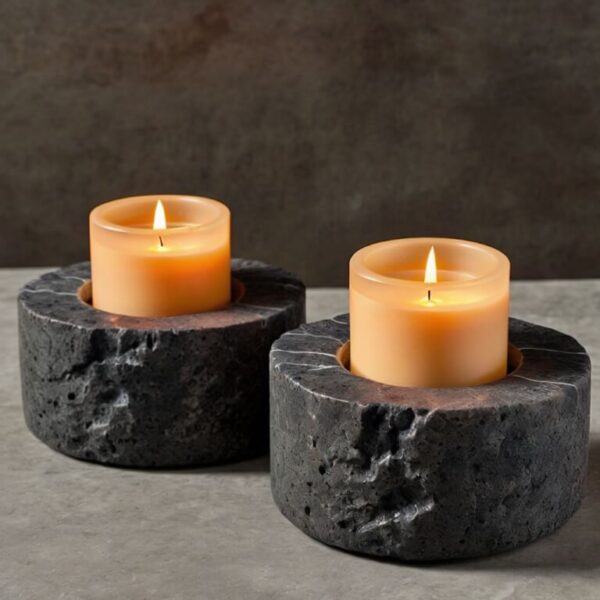 Lava Stone Candle Holders - Image 2