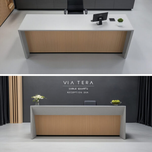Lg Viatera Sable Quartz Reception Desk - Image 3