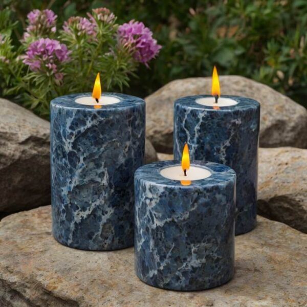 Montauk Blue Granite Candle Holders - Image 2