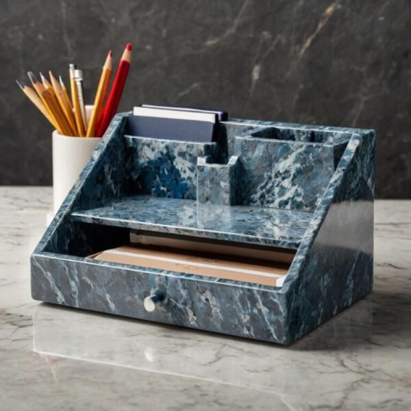 Montauk Blue Granite Desk Organizer - Image 2