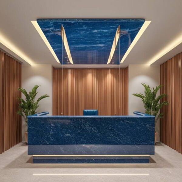 Montauk Blue Granite Reception Desk - Image 2