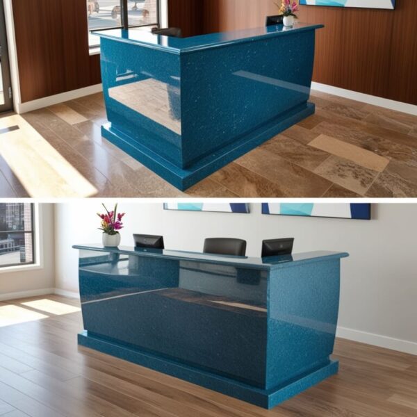 Montauk Blue Granite Reception Desk - Image 3