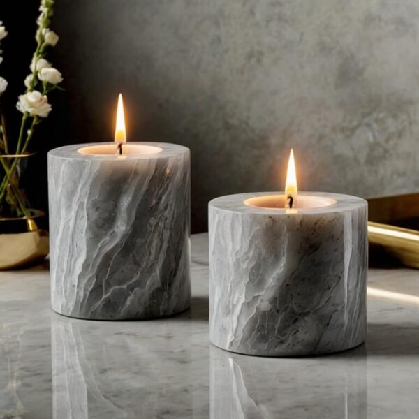 Msi Bianco Drift Quartz Candle Holders - Image 3