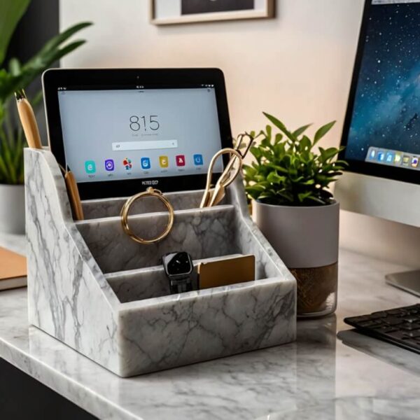 Msi Bianco Drift Quartz Desk Organizer - Image 2