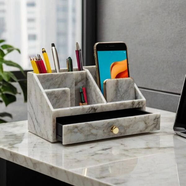 Msi Bianco Drift Quartz Desk Organizer - Image 3