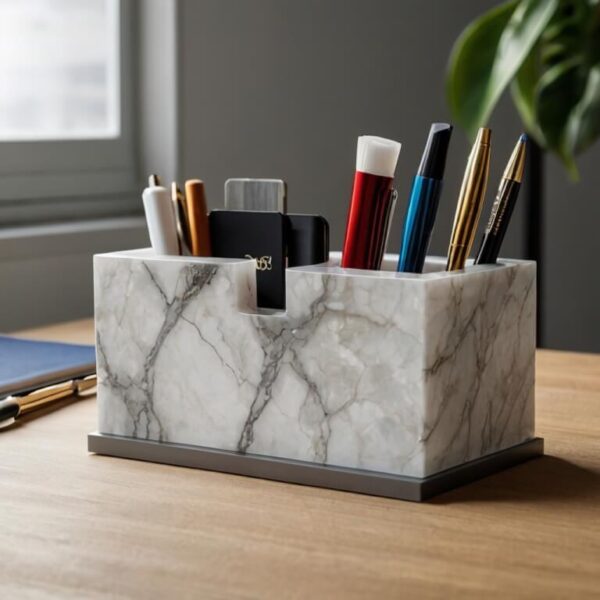 Msi Bianco Drift Quartz Desk Organizer - Image 4