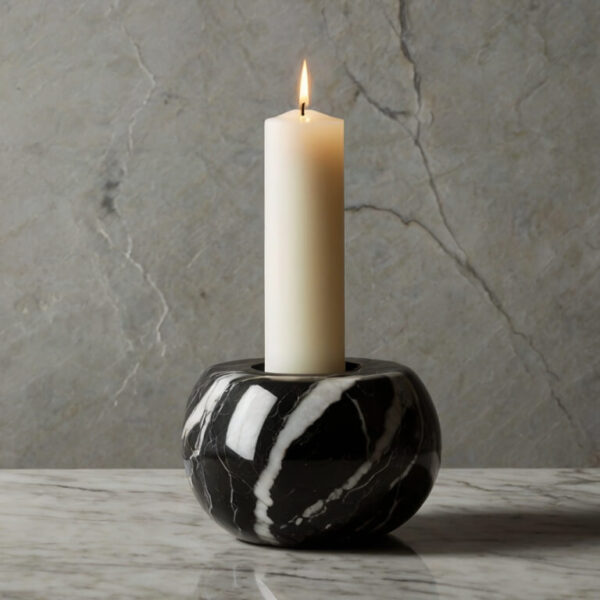 Nero Marquina Marble Candle Holders - Image 4