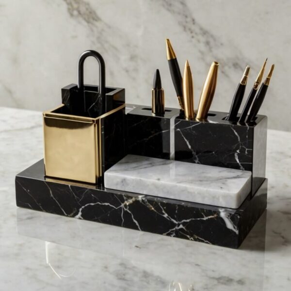 Nero Marquina Marble Desk Organizer - Image 3