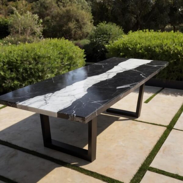 Nero Marquina Marble Outdoor Table - Image 4