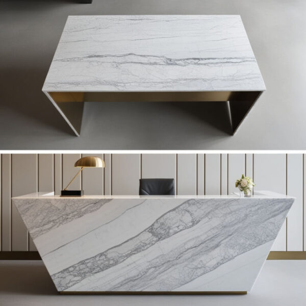 Nero Marquina Marble Reception Desk - Image 3