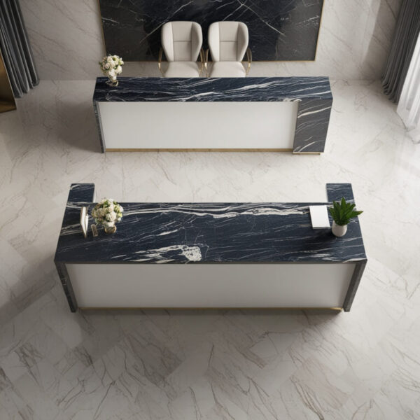 Nero Marquina Marble Reception Desk - Image 4