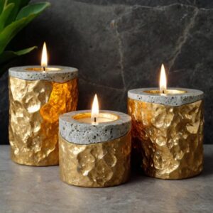 New Venetian Gold Granite Candle Holders