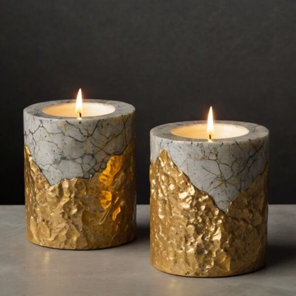 New Venetian Gold Granite Candle Holders - Image 3