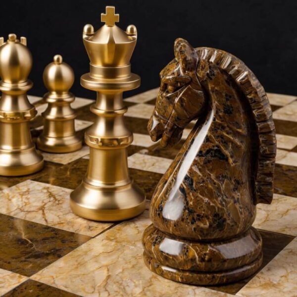 New Venetian Gold Granite Chess Set - Image 2