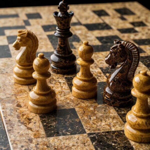 New Venetian Gold Granite Chess Set - Image 3